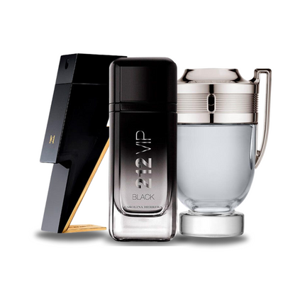 Conjunto de 3 perfumes Carolina Herrera BAD BOY, Carolina Herrera 212 VIP BLACK e Paco Rabanne INVICTUS 100ml